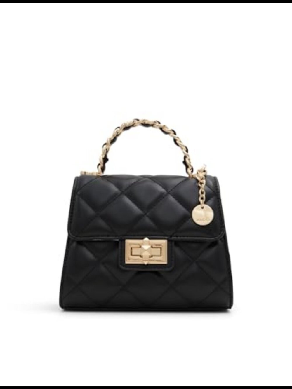 Aldo Borgnine Black Top Handle Handbag Removable Strap Bowler Bag